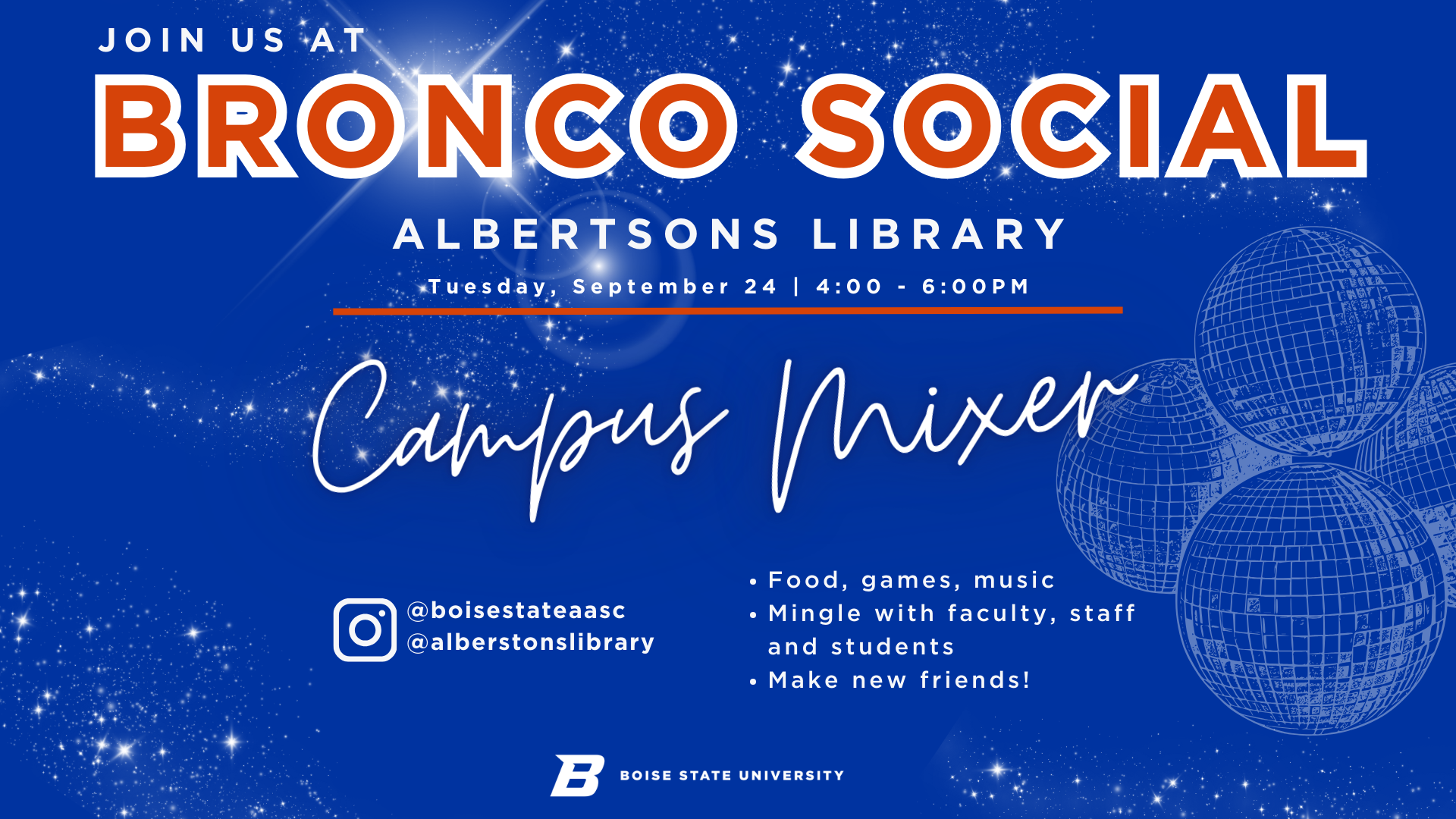 bronco social flyer, text description on page