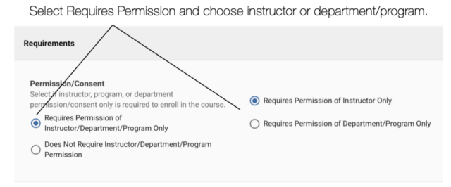 Select requires permission and choose instructor or department/program