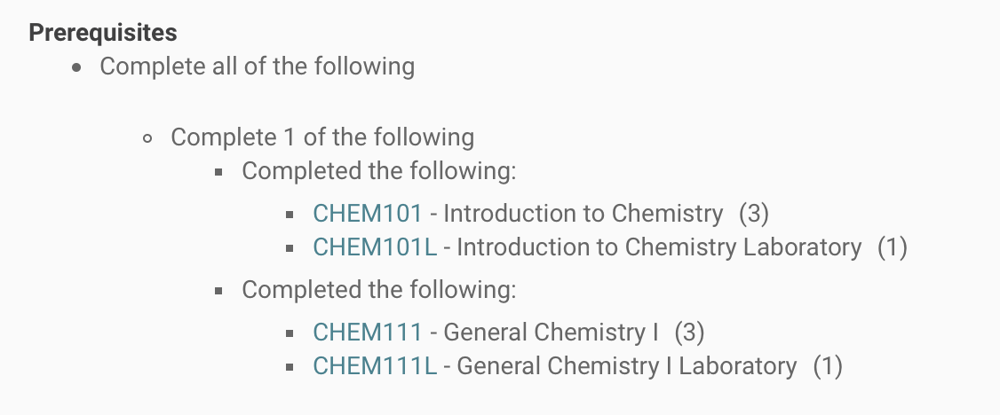 Prerequisites: completed one of the following either completed the following: chem 101 and chem 101L or completed the following chem111 or chem 111L