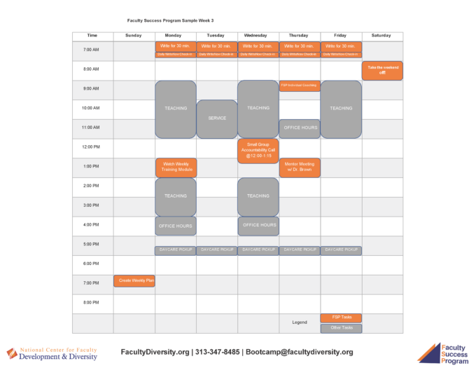 sample schedule, see page for text description