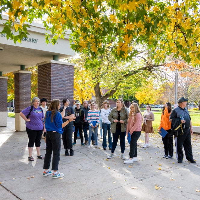 students participate in a tour