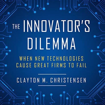 book cover for The innovator's Dilema: When New Technologies Cause Great Firms to Fail by Clatyon M. Christensen