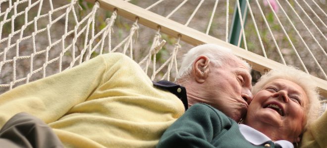 Elderly couple on Hammock