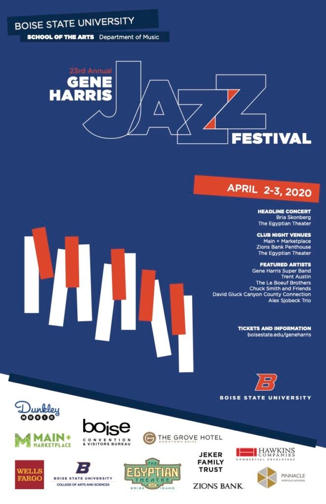 Gene Harris Jazz Festival Poster, example showing sponsor logos at bottom of flyer