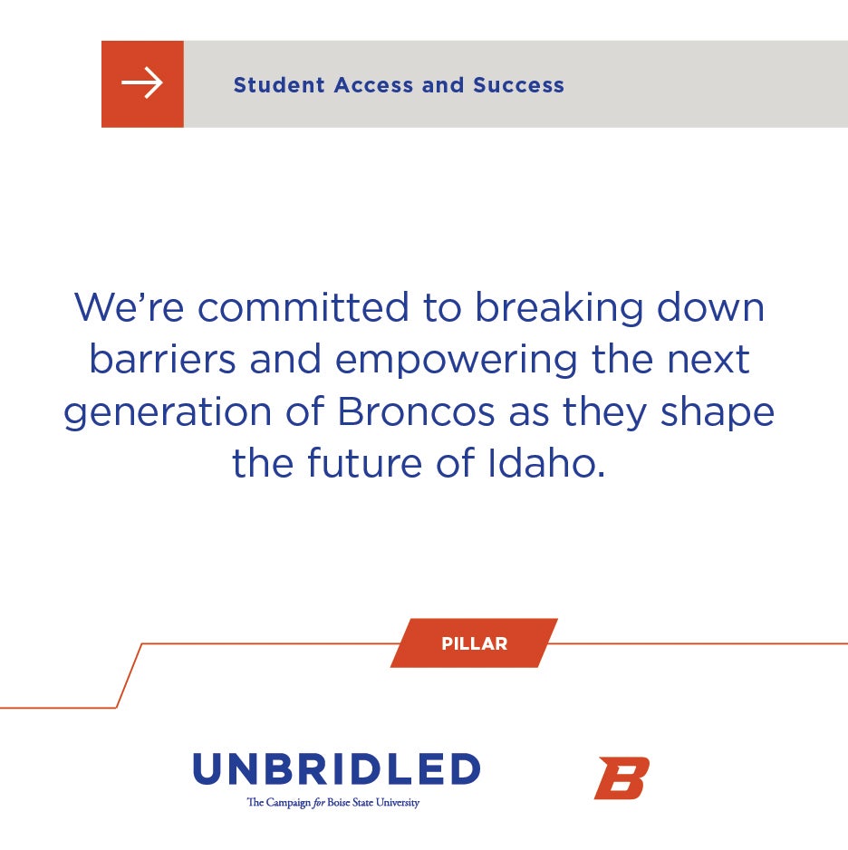 A design showing the Unbridled Wordmark and the Boise State B symbol next to each other on the same line.