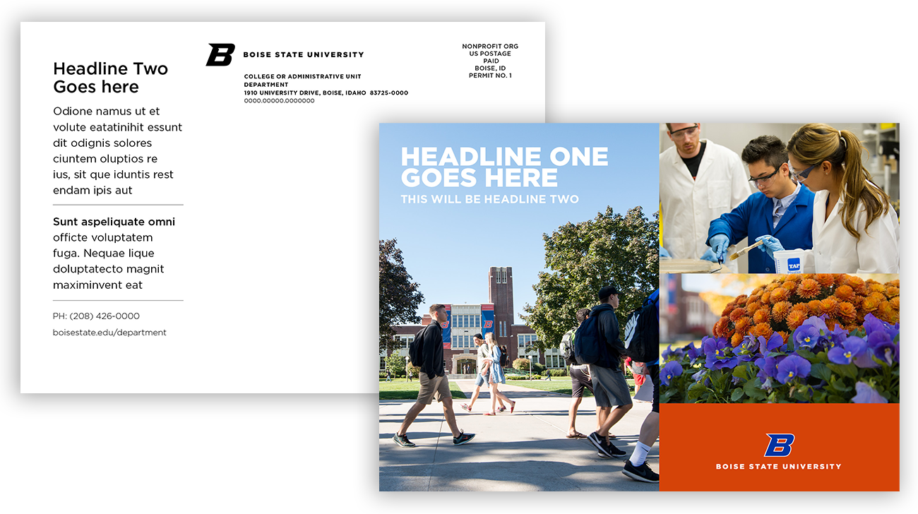 Examples of Boise State standard postcard designs