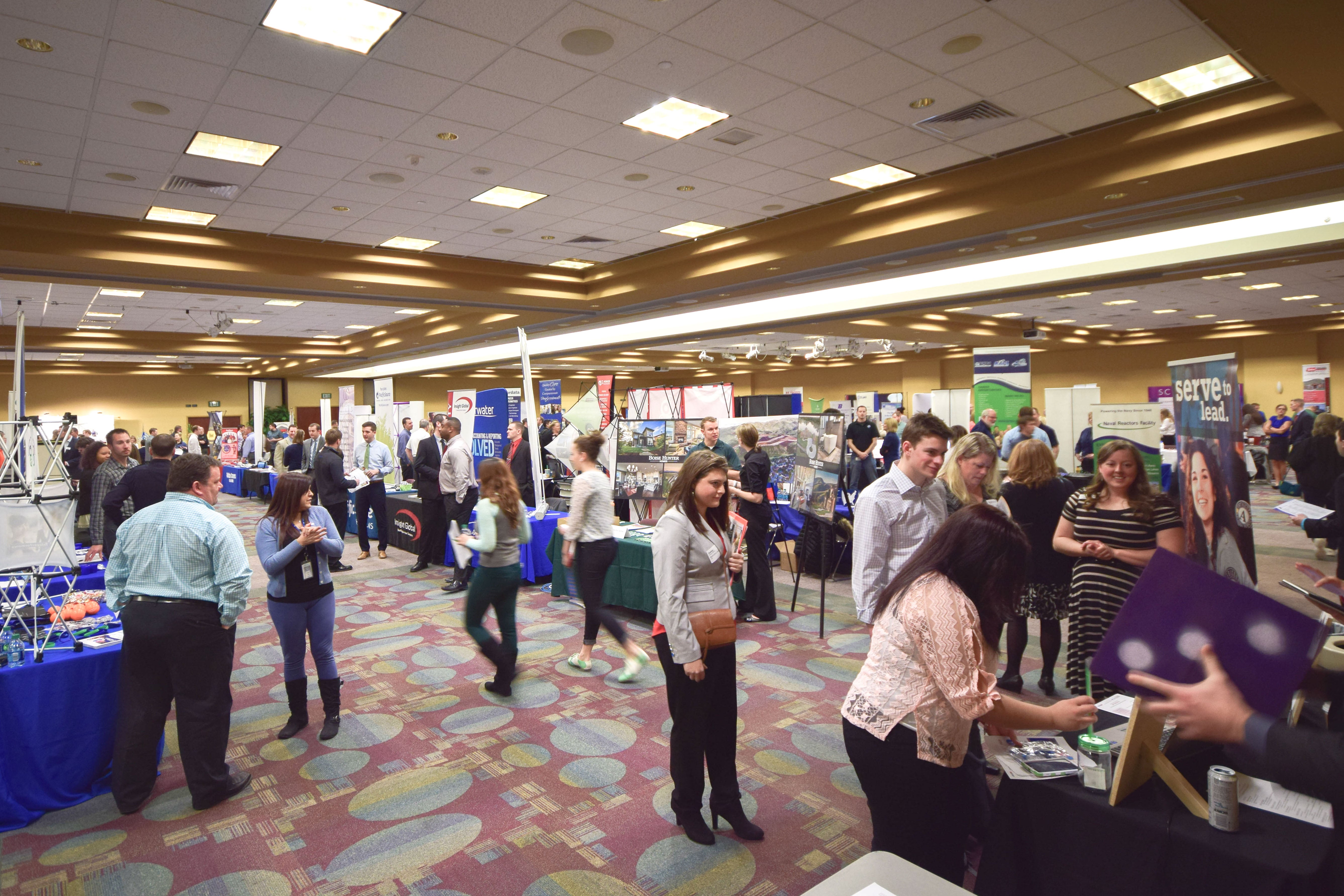 Wide shot of the Jordan Ballroom during the Career Fair