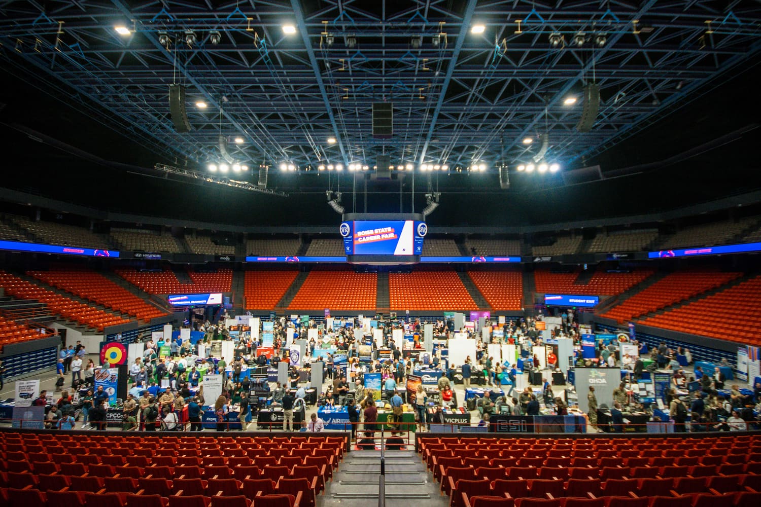 Aerial view of career fair in ExtraMile arena