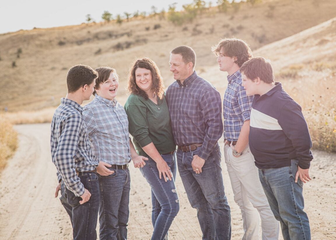 Gretchen Kunz with her husband and four sons