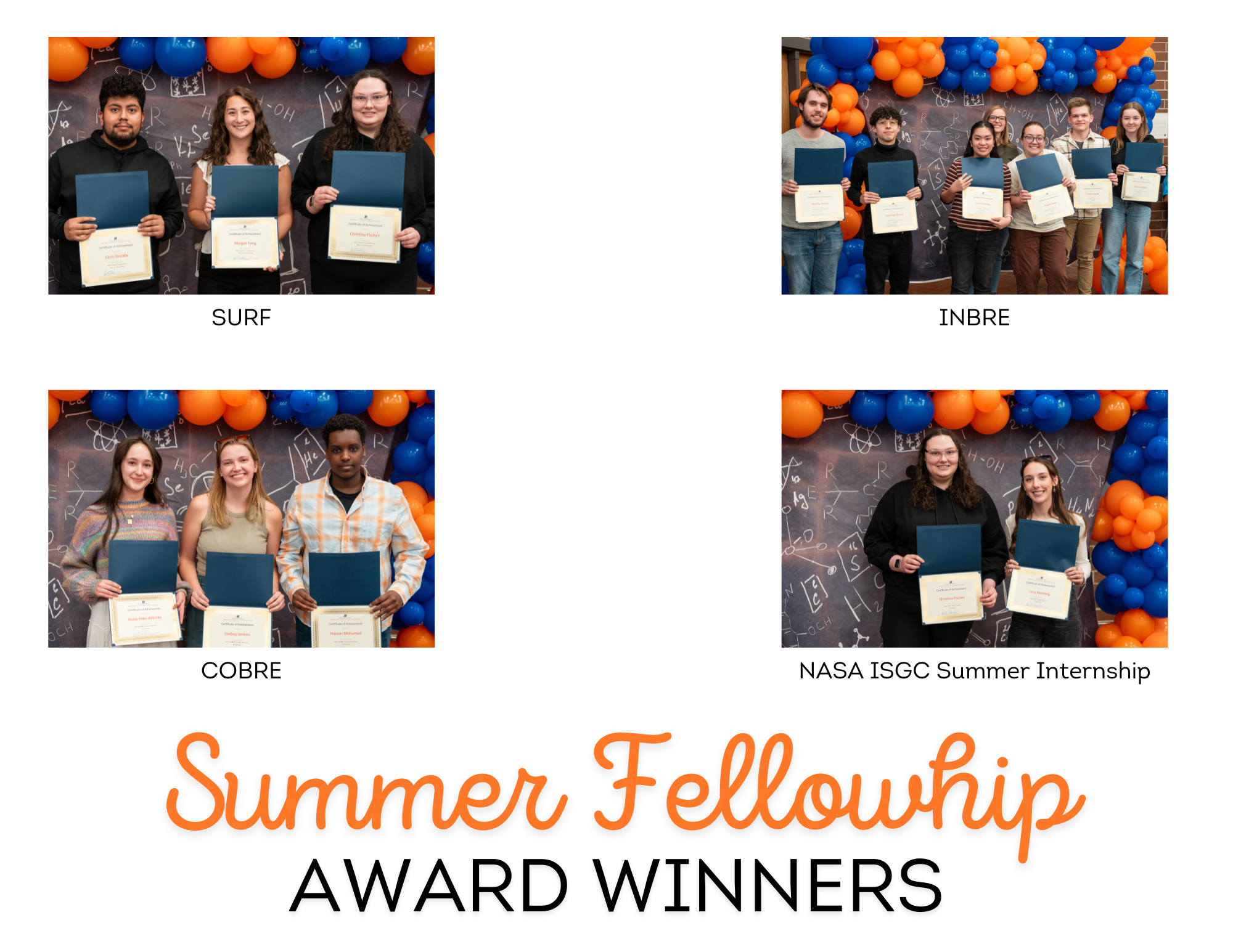 Photo collage of the summer fellowship winners