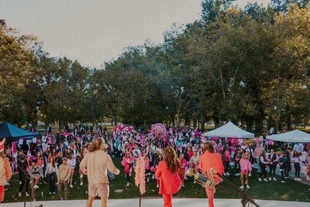 Crowd of people in a park