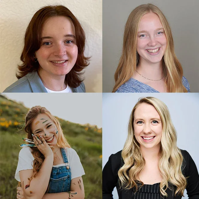 composite image of the headshots of two genetic counseling students and two illustration students