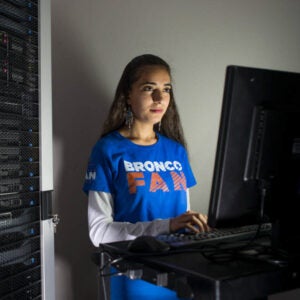 bronco fan on laptop