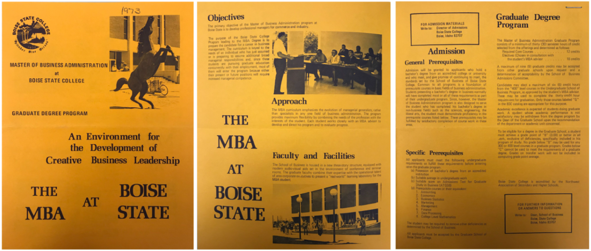 MBA Program flier, 1973.