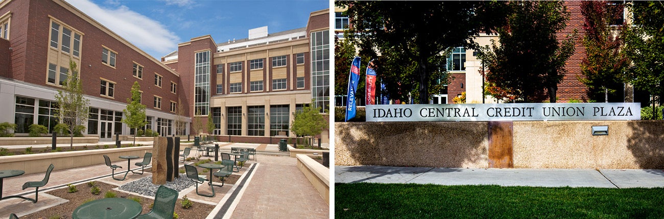 ICCU courtyard at Micron Business and Economics Building