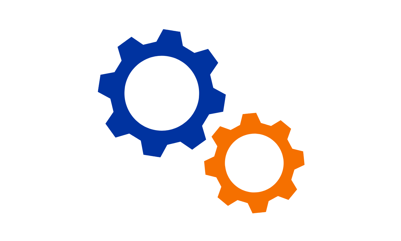 orange and blue gears