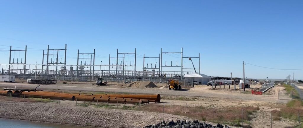 Image showing the electricity infrastructure next to the Meta data center .