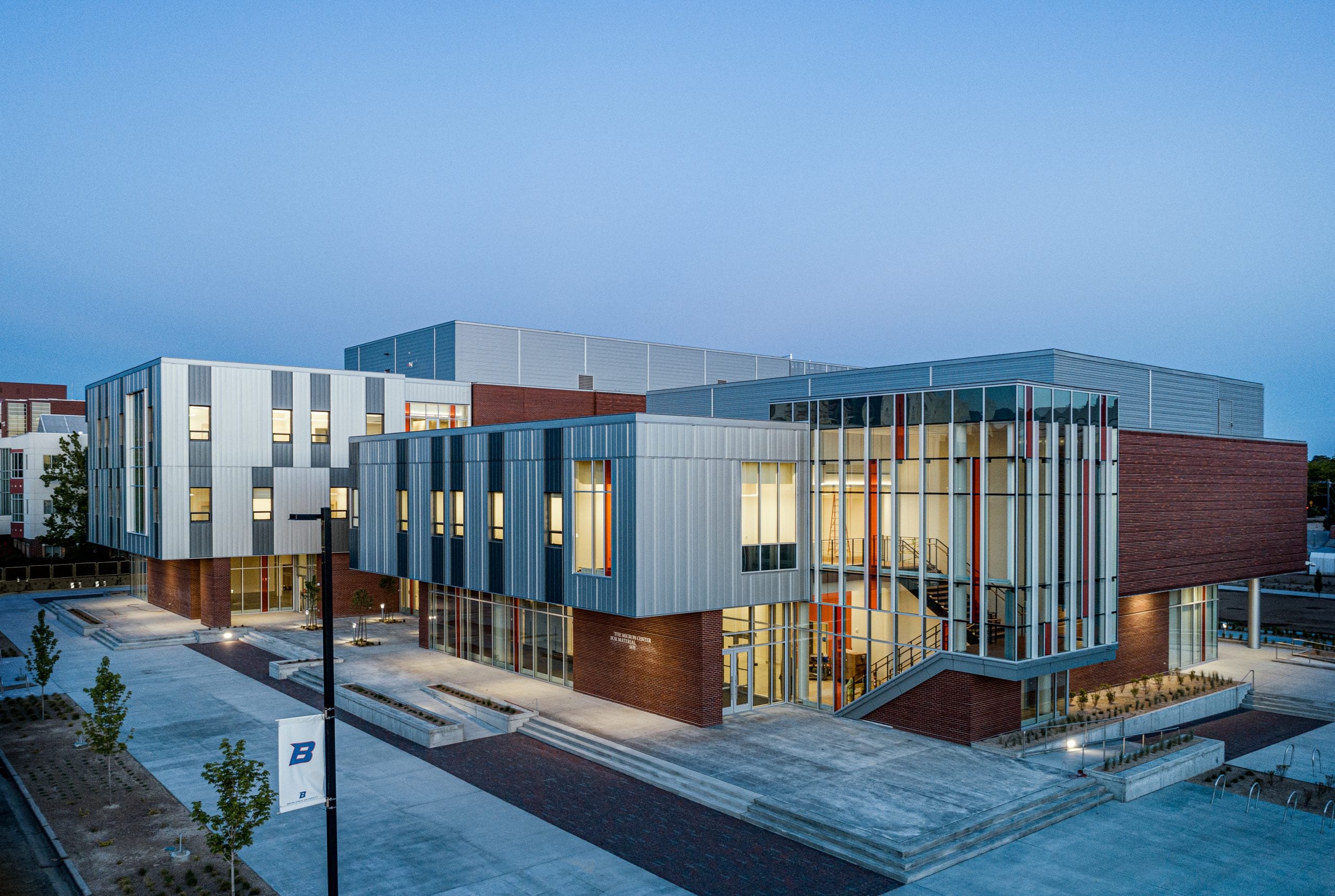 Micron Center for Materials Research building in the early evening