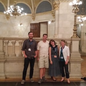 Dr. Sole Pera with Stacey, Jeff, and Sean from relEVENTcity at RecSys (Vienna)