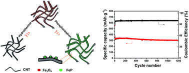 Carbon-coated FeP nanoparticles