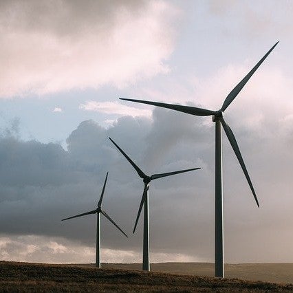 three wind turbines