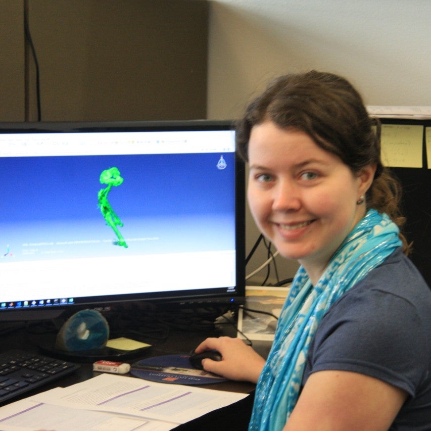 a female student at her computer