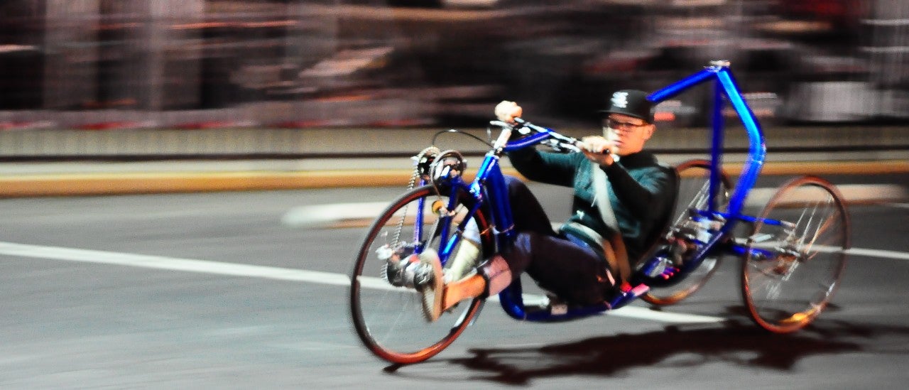 Human Powered Vehicle racer in motion