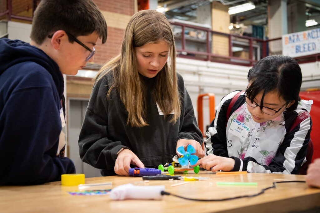 students building a STEM project