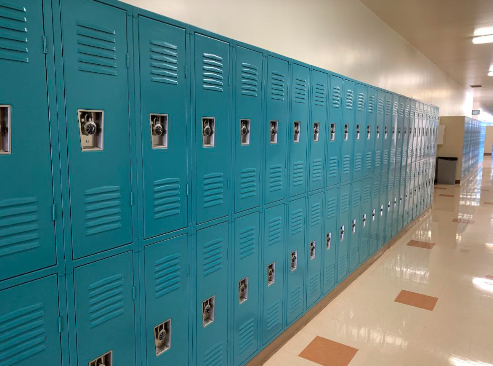 Row of lockers in Campus School Building