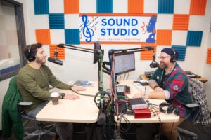 Picture of Richard interviewing Max for Conversations With podcast