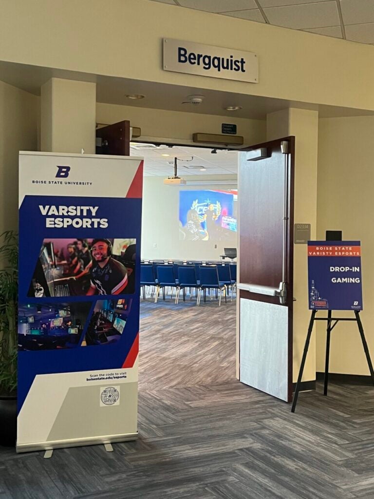 Photo of the entrance to Boise State Esports' open gaming even at the Boise State Science and Engineering Festival.