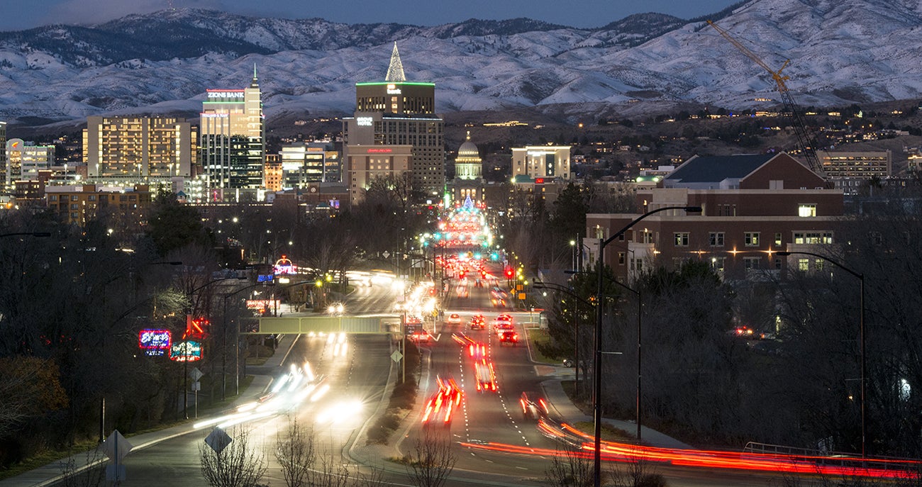 Downtown Boise at night