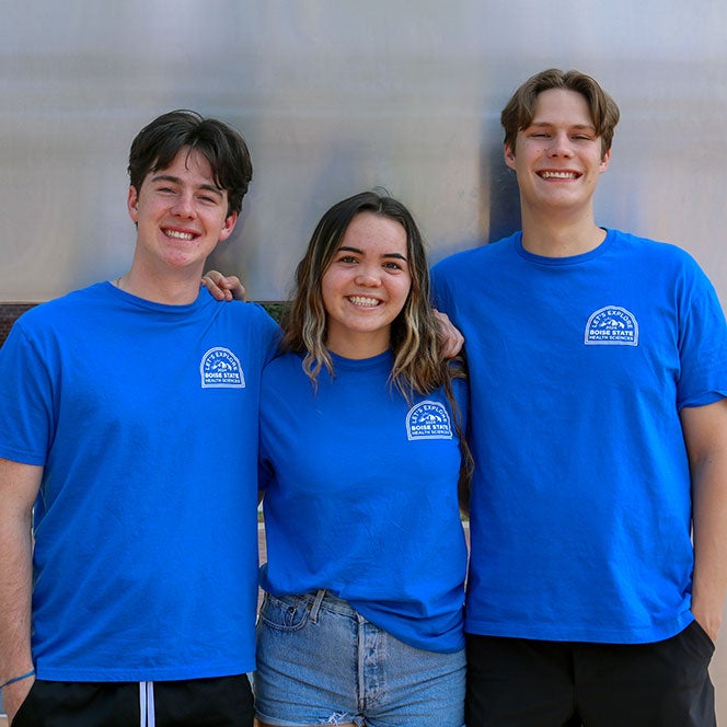 The camp coordinators: Calvin Doerr, Kinesiology '24 and current Master of Science in Kinesiology student, Brook Brody, Health Studies major and Pre-Medical Pathway, and Thomas Wenzel, Kinesiology '24 and current Master of Science in Kinesiology student