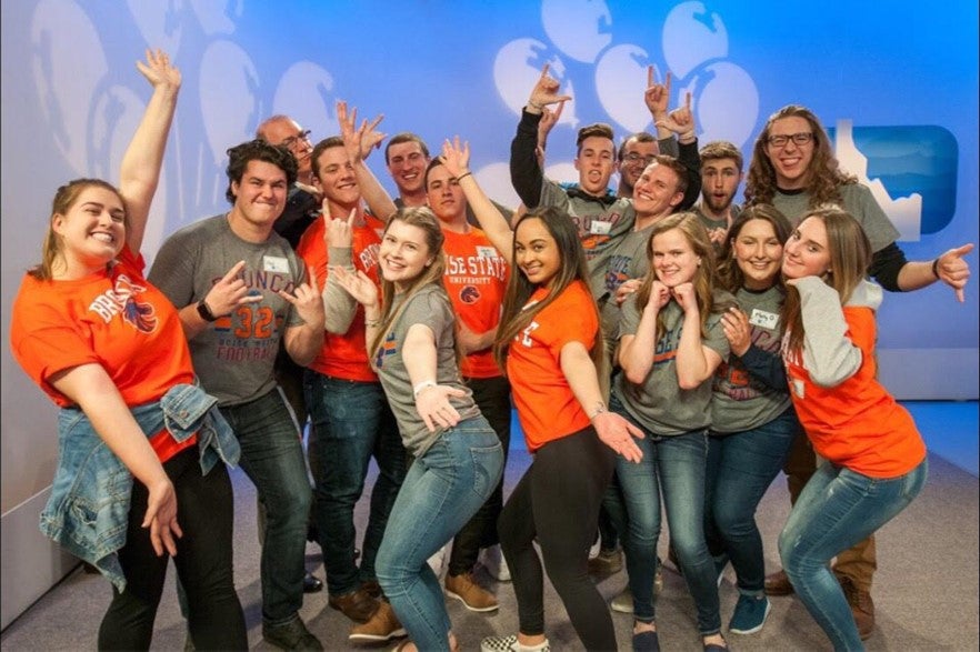group of students at the Idaho Public Television studio