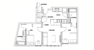 Two bedroom two bathroom floor plan