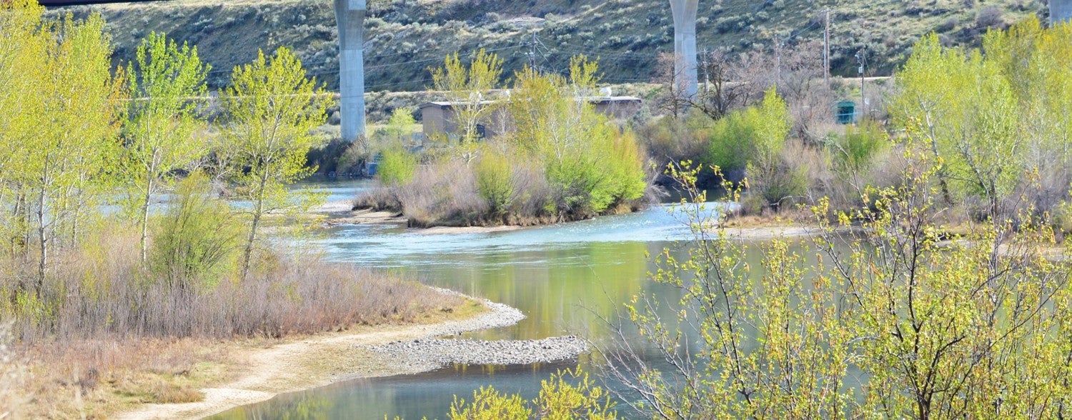 a view of the Boise River near the highway 21 bridge