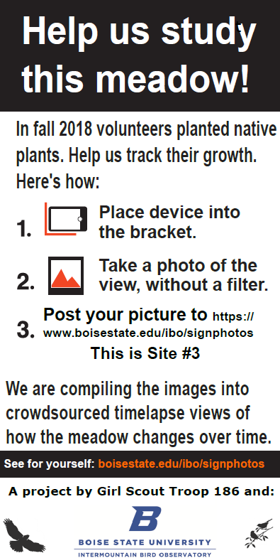 a sign with instructions on how to take a photo of a habitat restoration project