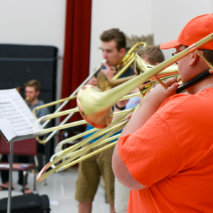 Brass musicians practicing