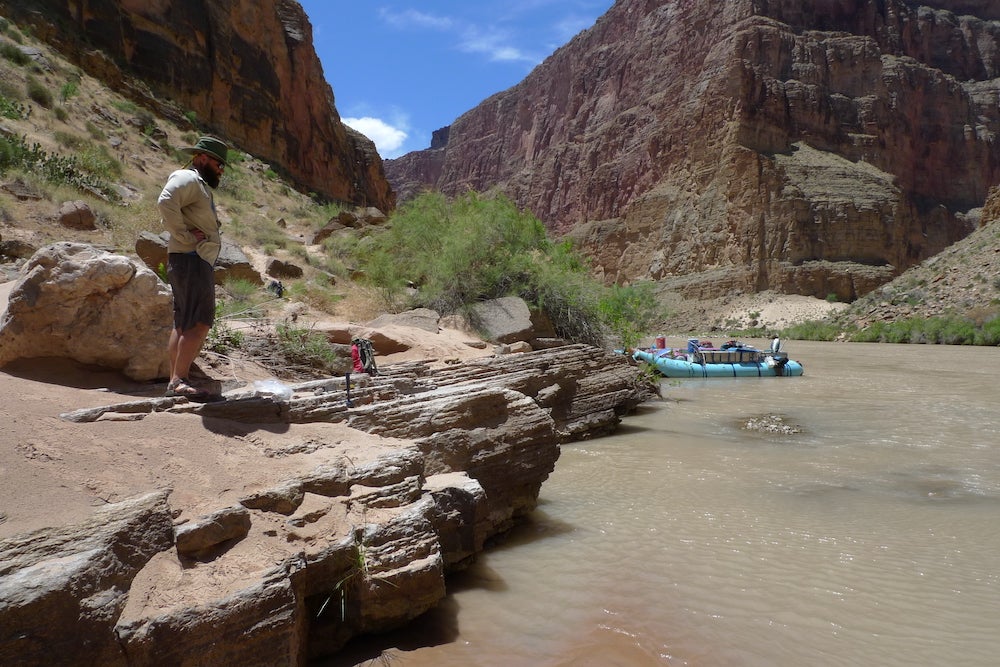 Photo of boat in Colorado river in Grand Canyon