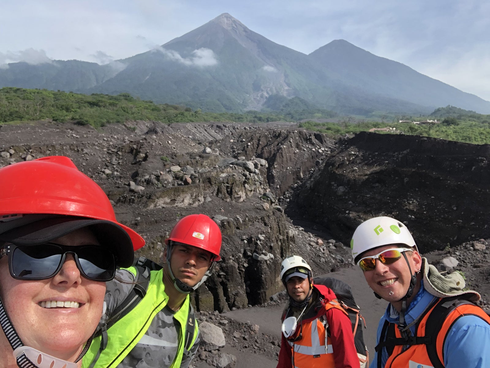 researchers on a volcano