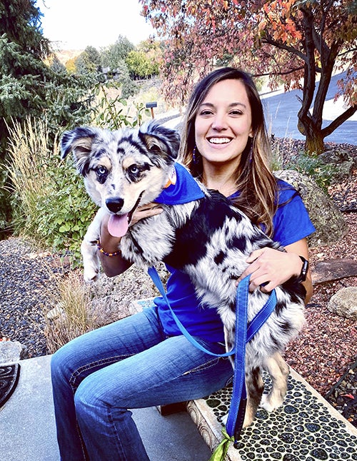 Addie Lupercio and her dog