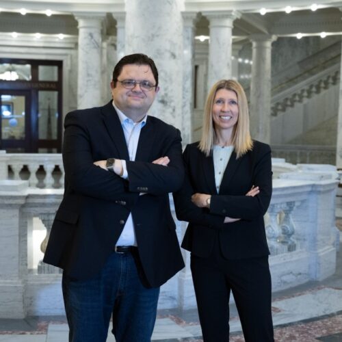 Matthew May and Vanessa Fry at Idaho Capitol building 