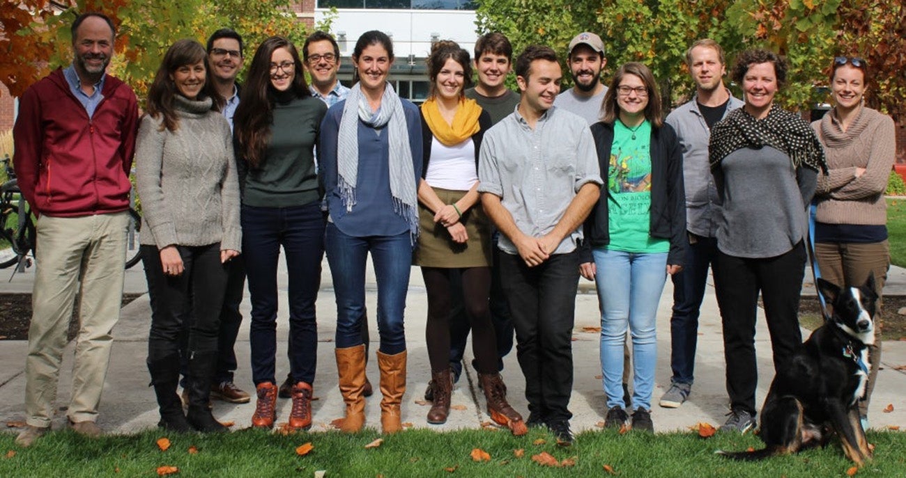 The Boise State Human-Environment Systems Group faculty and students posting on campus in the fall