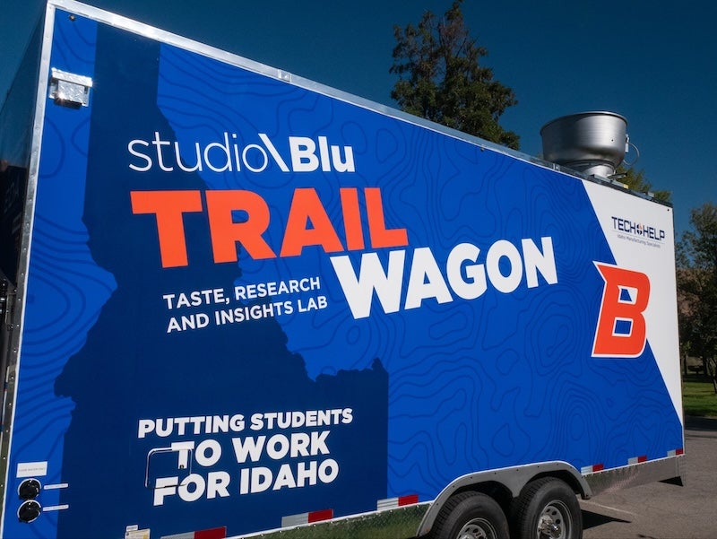 A Boise State branded box trailer