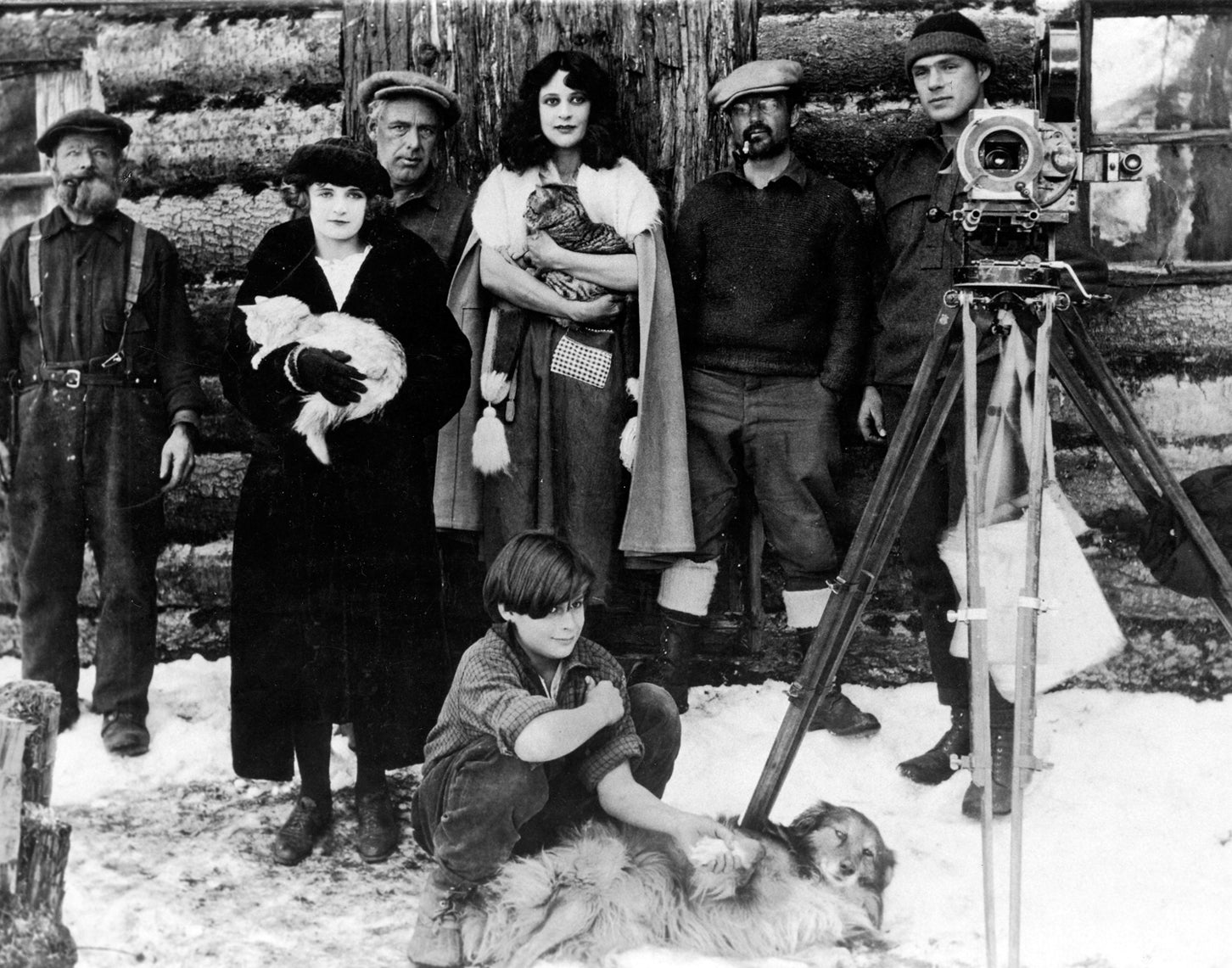 Nell Shipman (center) with cast and crew, 1924