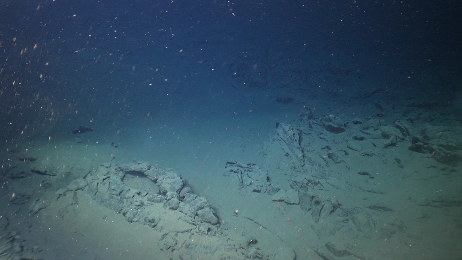 under water view of geologic rock formations