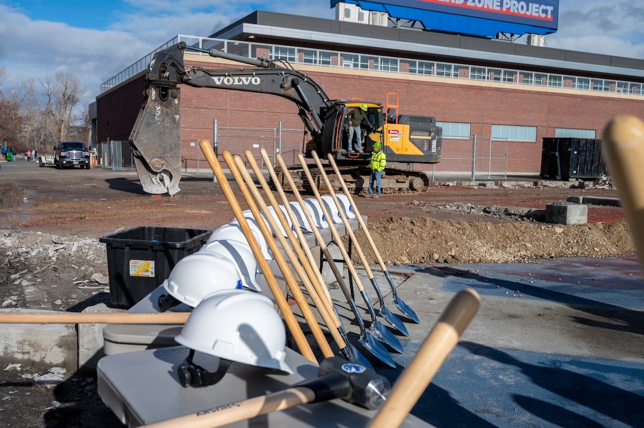 Ceremonial shovels at a construction site