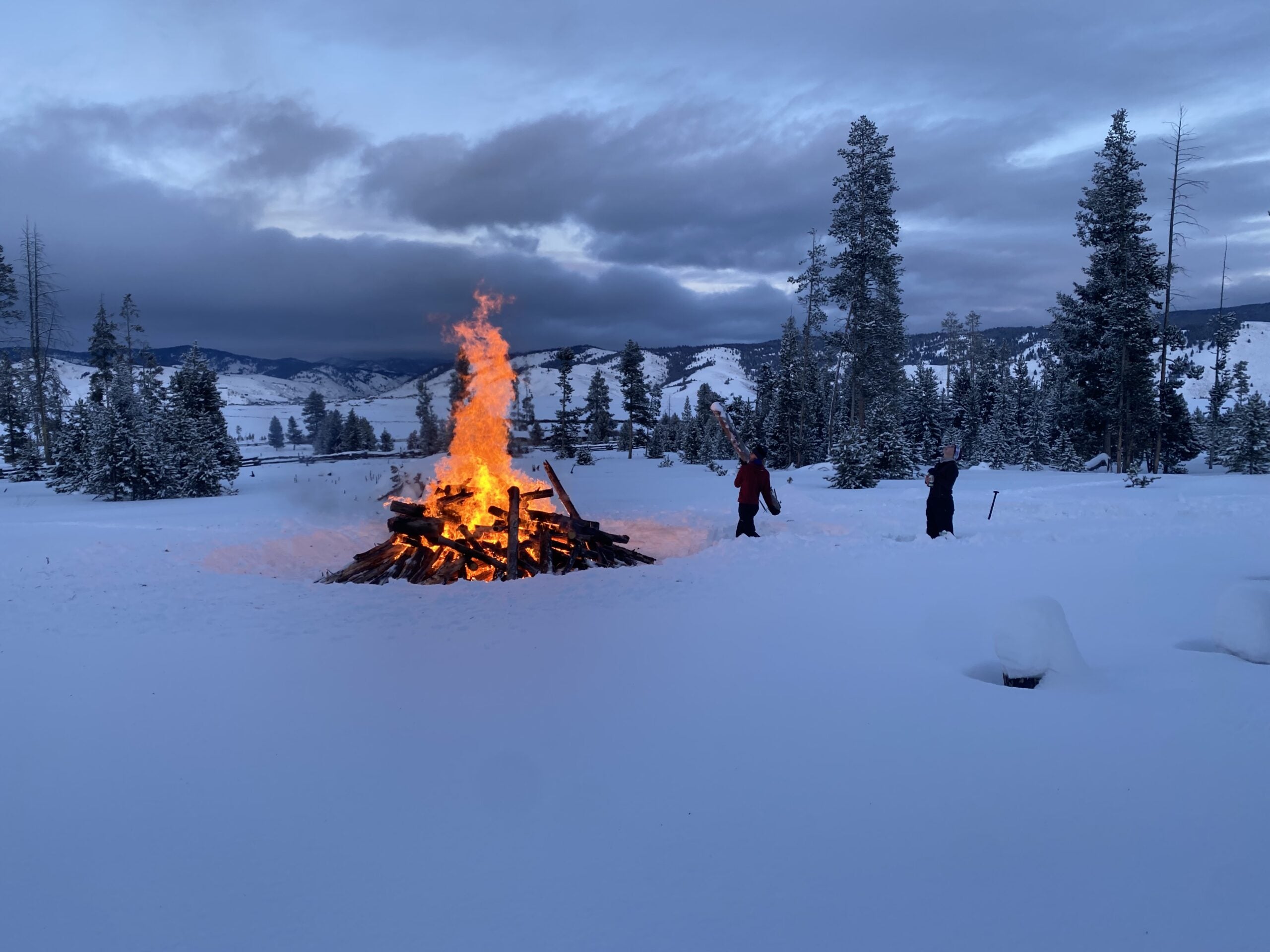 A bonfire in the snow