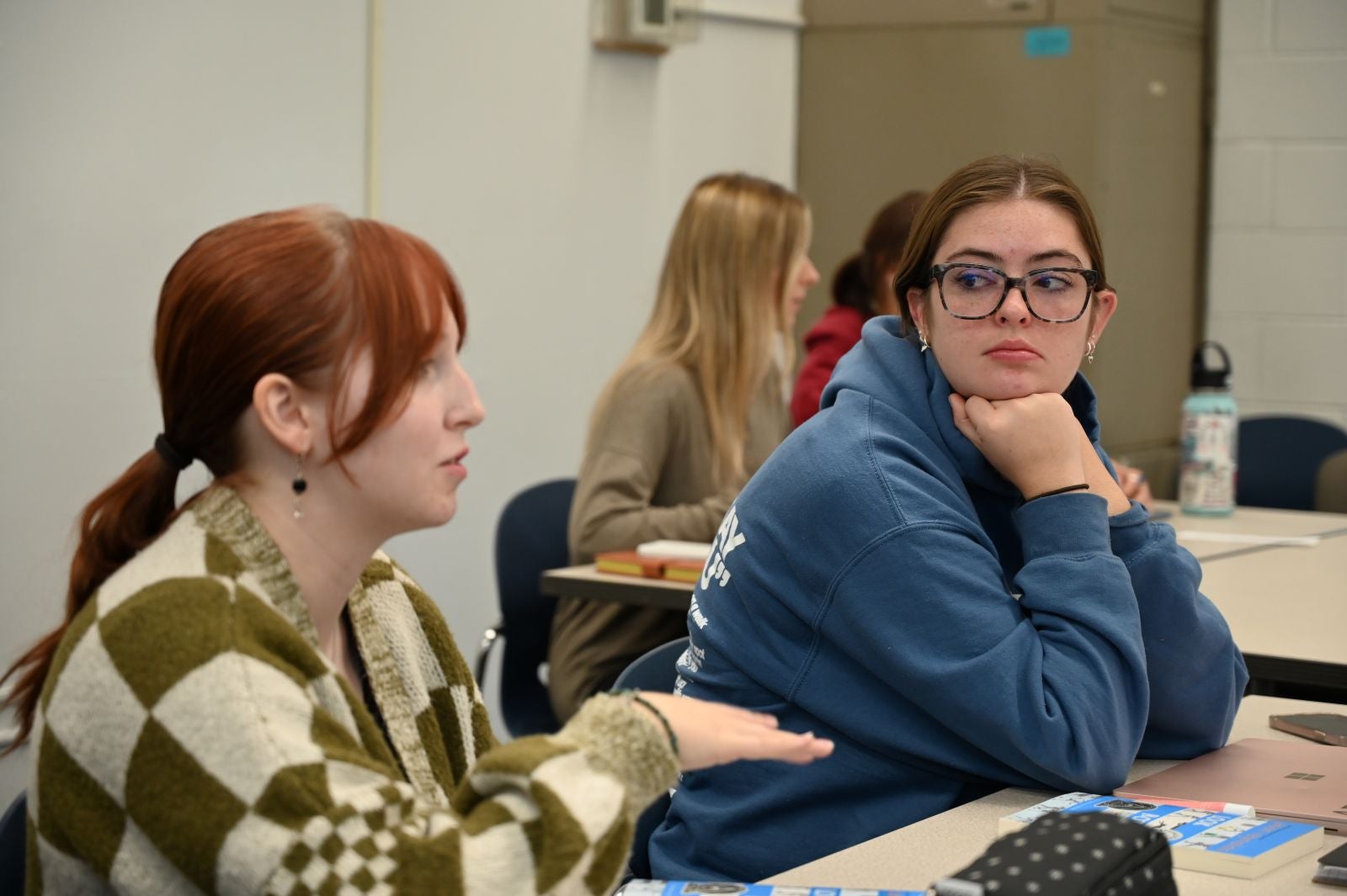 Boise State Writing Studies students discuss material in class.