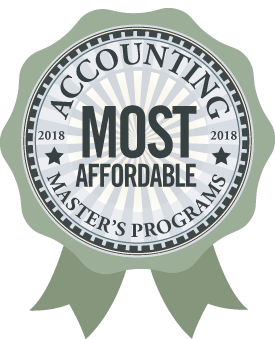 Badge, Accounting Most Affordable Online Masters Programs 2018-19